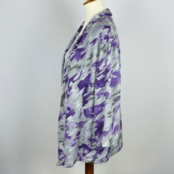 Alfred Dunner Faux Twinset Sz 2X Purple Gray Abstract Floral Lace Sequin Office - Picture 6 of 7